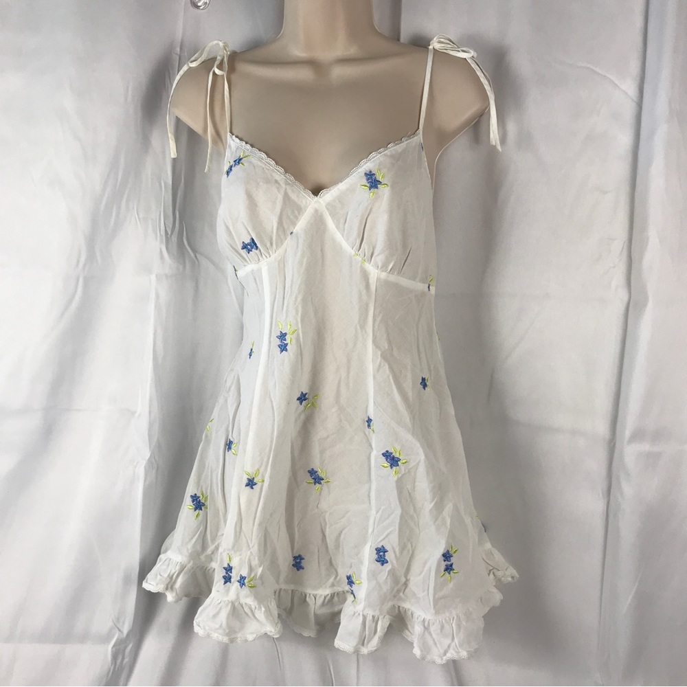 HTF Vintage Victoria’s Secret Cotton Embroidery‎ Cottage Corset Slip dress a801